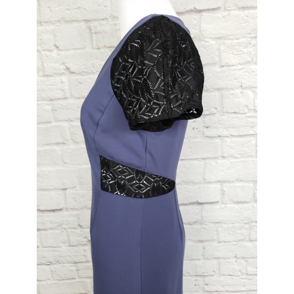 Rebecca Taylor Blue Harbour Ponte Knit Sheath Dress Black Lace Detail Sz 2 - Picture 7 of 16